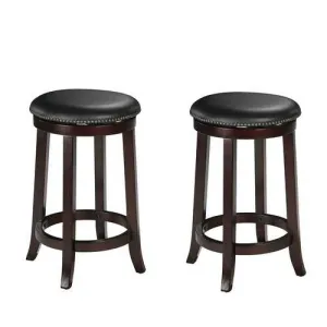 15" X 15" X 24" 2pc Espresso Swivel Counter Height Stool