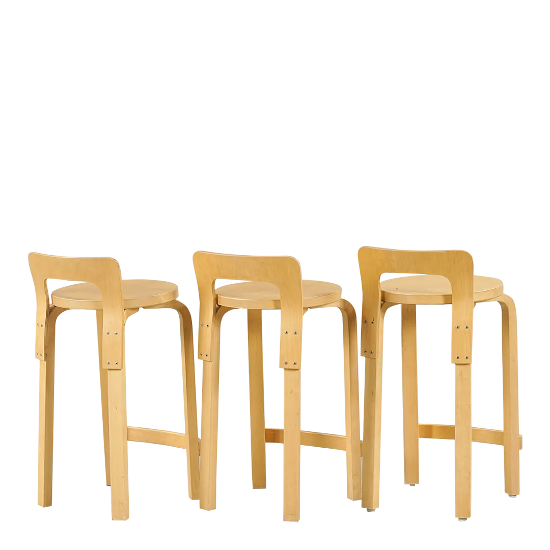 1930s design Alvar Aalto : model K65 birchwood counter stools