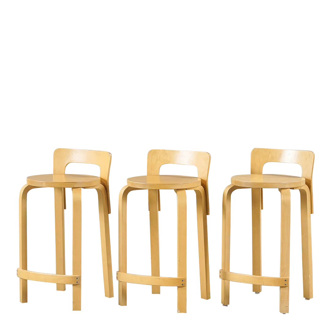 1930s design Alvar Aalto : model K65 birchwood counter stools