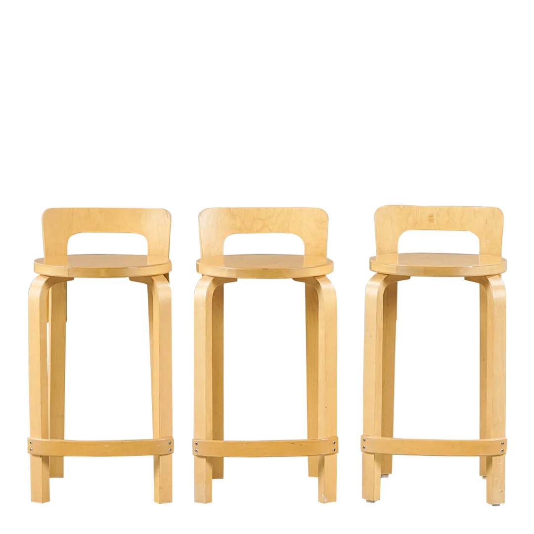 1930s design Alvar Aalto : model K65 birchwood counter stools