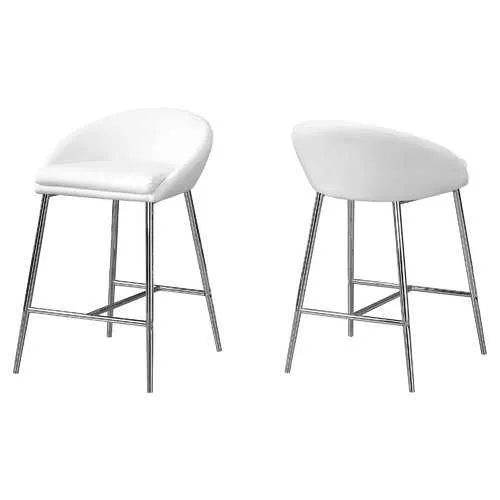 41" x 41" x 59.5" White  Foam  Metal  LeatherLook  Barstool 2pcs