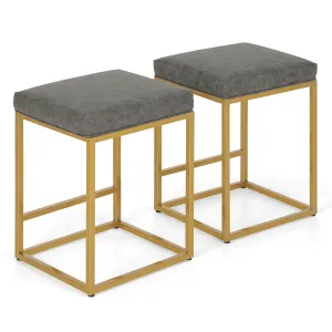 Alpha Camp 24" Square Modern PU Leather Bar Stools with Golden Frame, set of 2