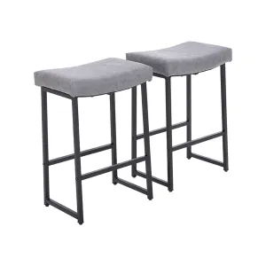 Alpha Camp Saddle Design PU Leather Bar Stool with Sturdy Metal Frame