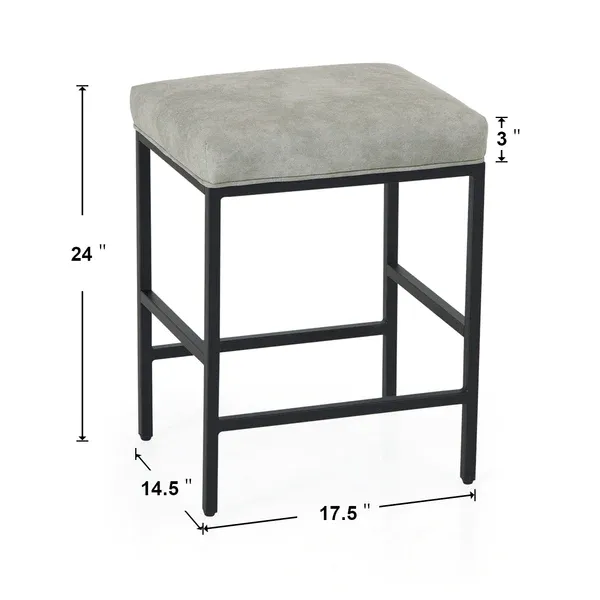 Alpha Camp Square Counter Height Bar Stools with Metal Frame, Set of 2