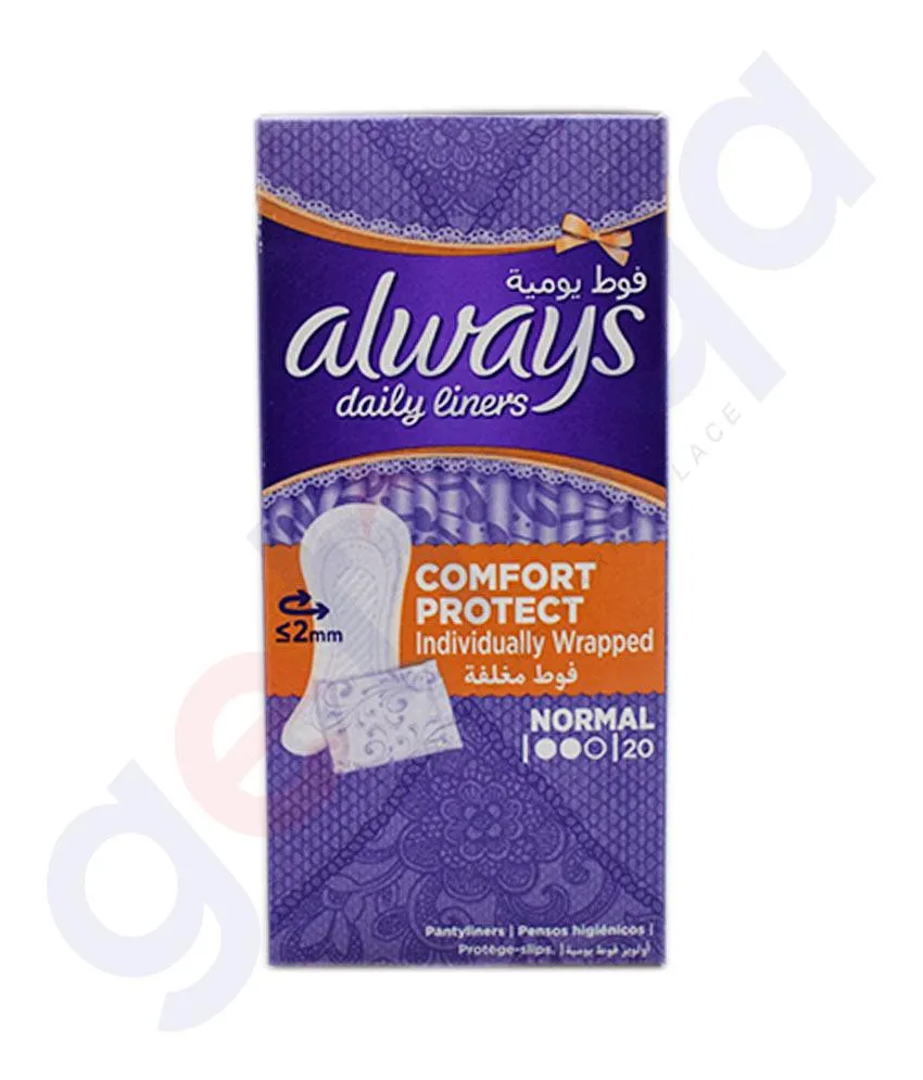 ALWAYS DAILY LINERS COMFORT PROTECT NORMAL 20 COUNT