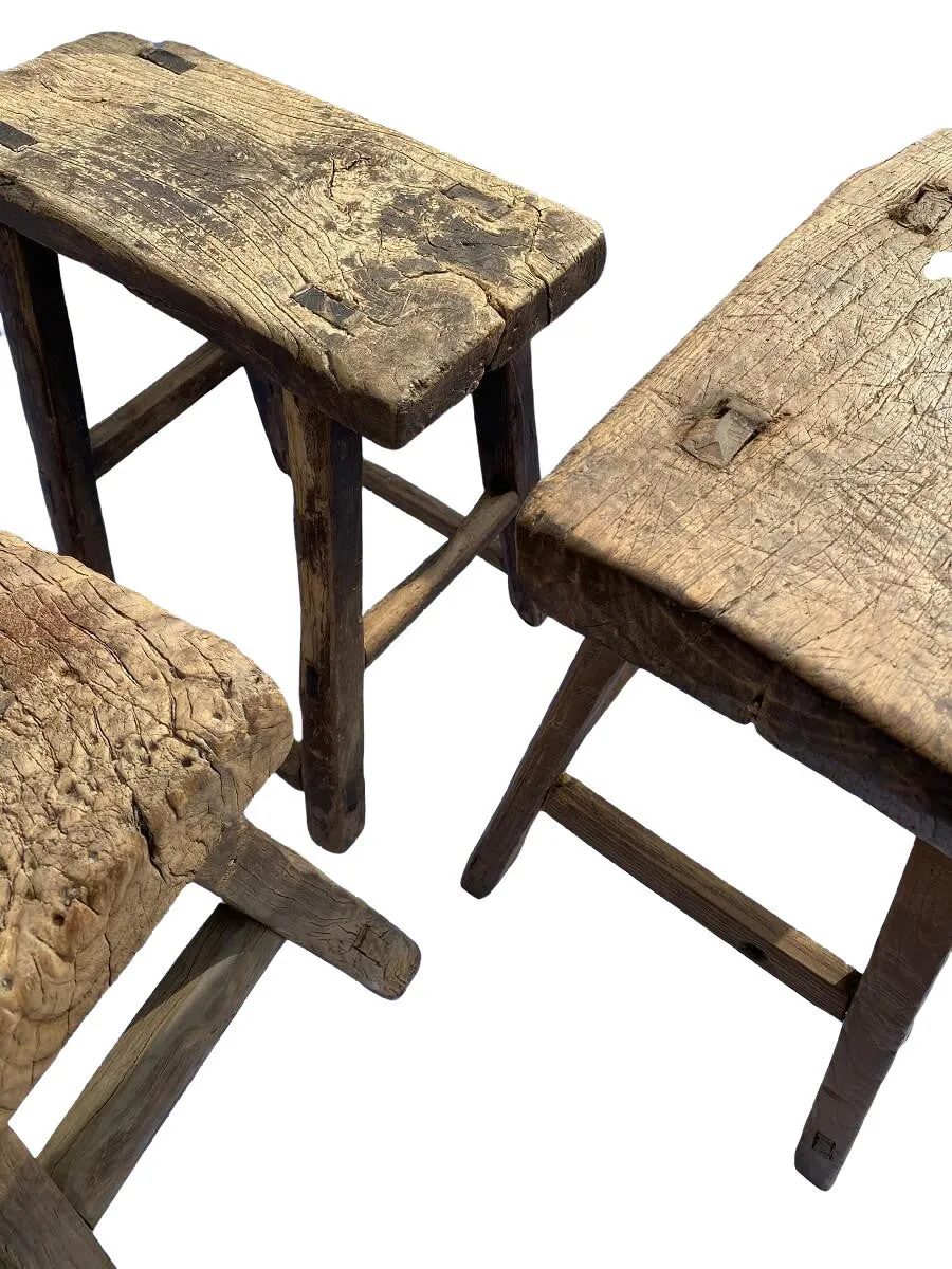 Antique Rustic Stool (45-55cm)