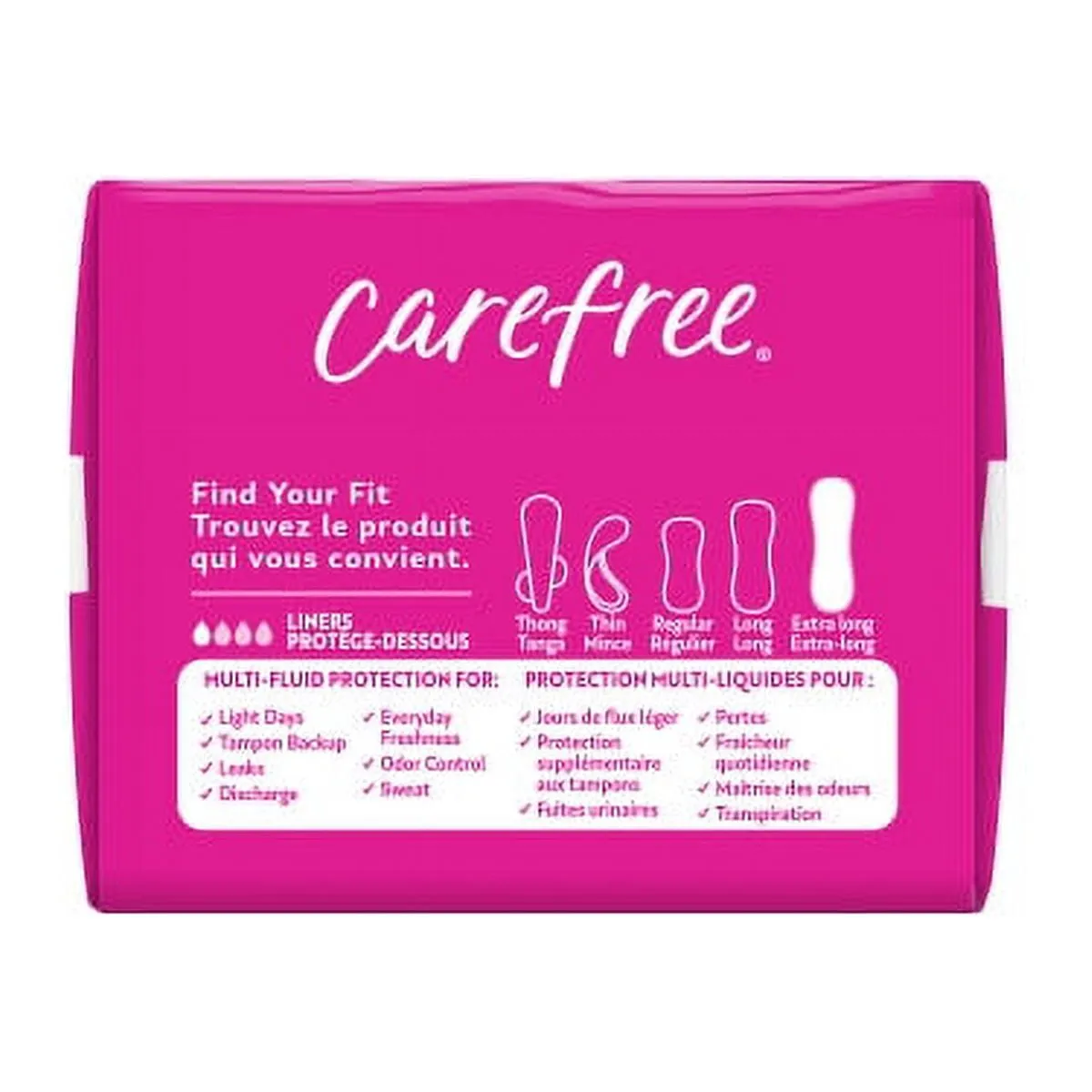 CAREFREE® Panty Liners, Extra Long, Unscented, 8 Hour Odor Control, 36ct