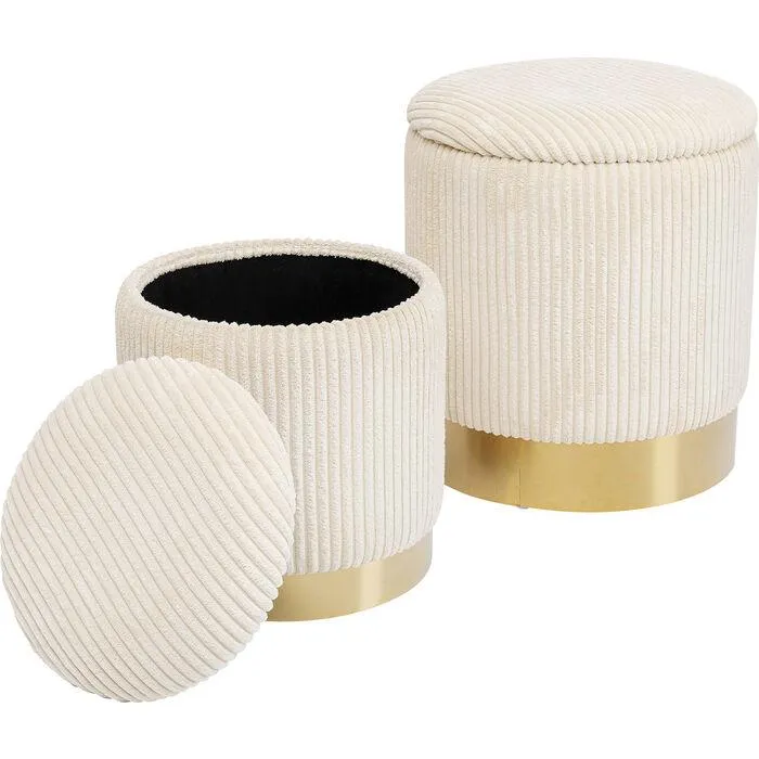 Cherry Creme Corduroy Storage Stool (2/Set)