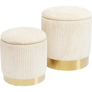 Cherry Creme Corduroy Storage Stool (2/Set)