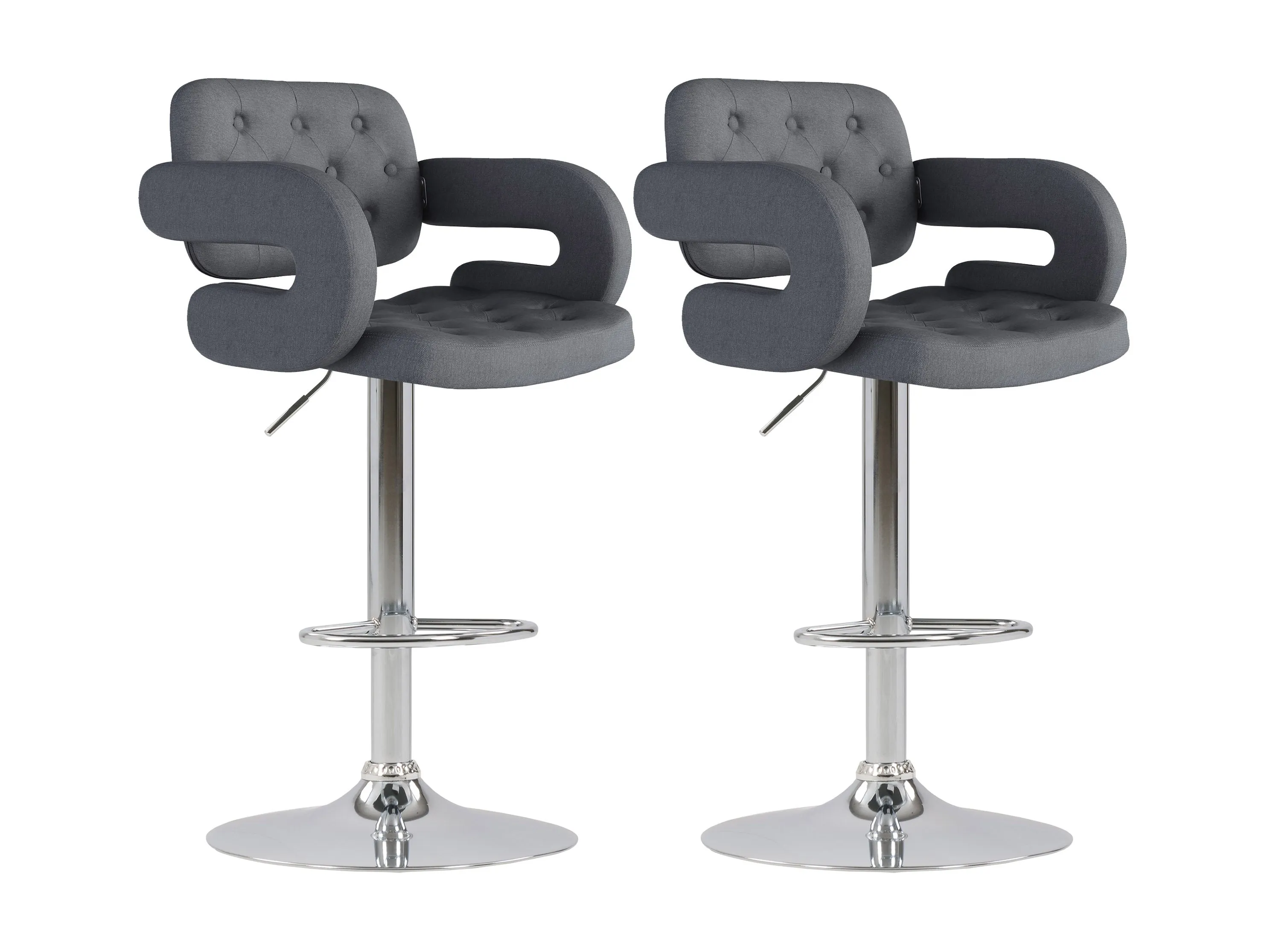 Dark Grey Bar Stools with Arms, Set of 2