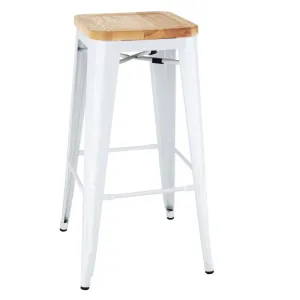 DW739 Bolero Bistro High Stools with Wooden Seatpad White (Pack of 4)