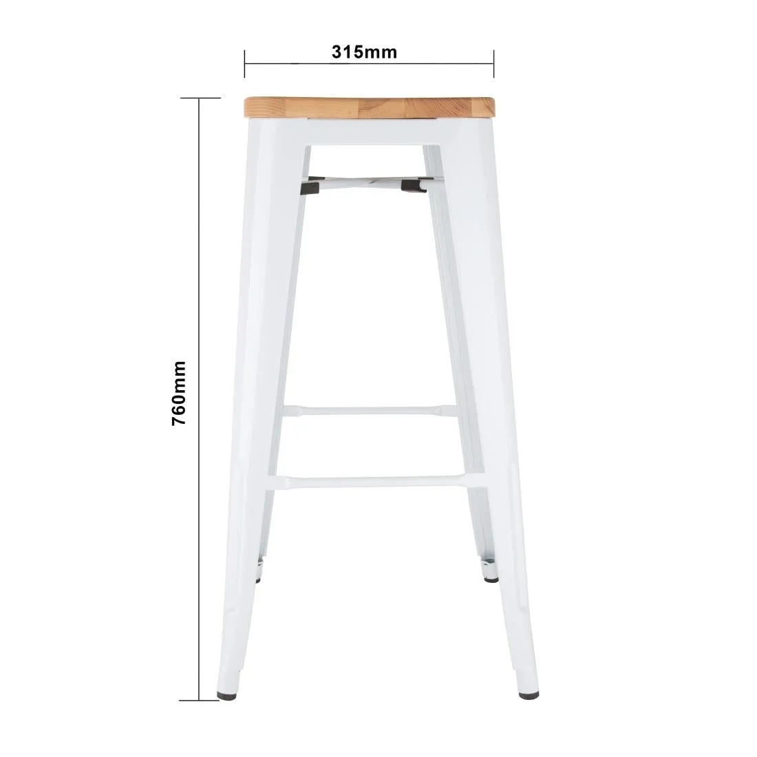 DW739 Bolero Bistro High Stools with Wooden Seatpad White (Pack of 4)