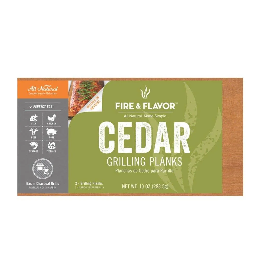 Fire and Flavor Cedar Grilling Planks, 11 Inch, 2 Planks