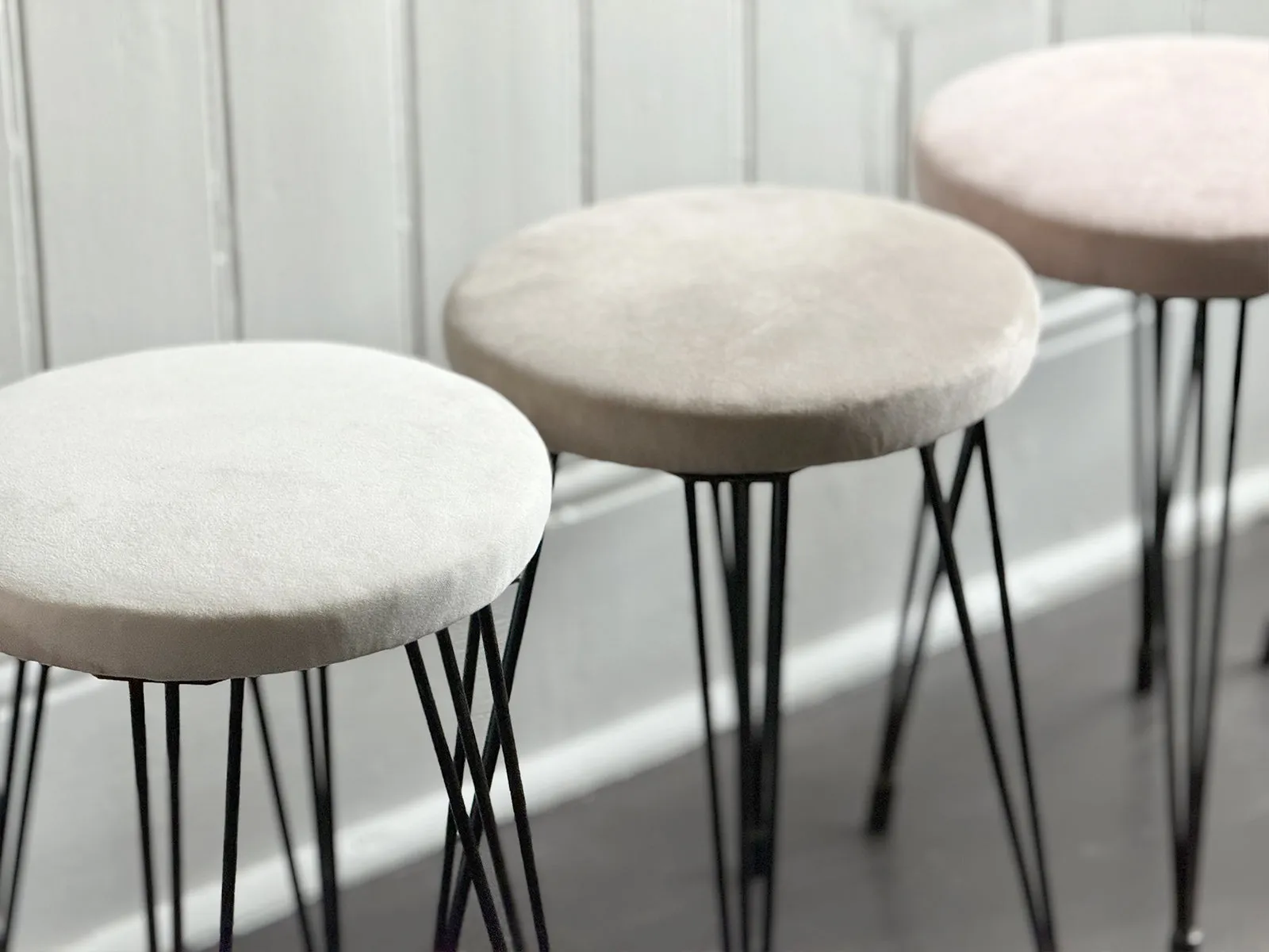 Five 1950's French Stools with Distinctive Metal Legs - Sold separately