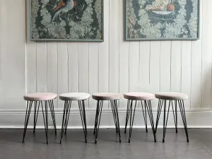 Five 1950's French Stools with Distinctive Metal Legs - Sold separately