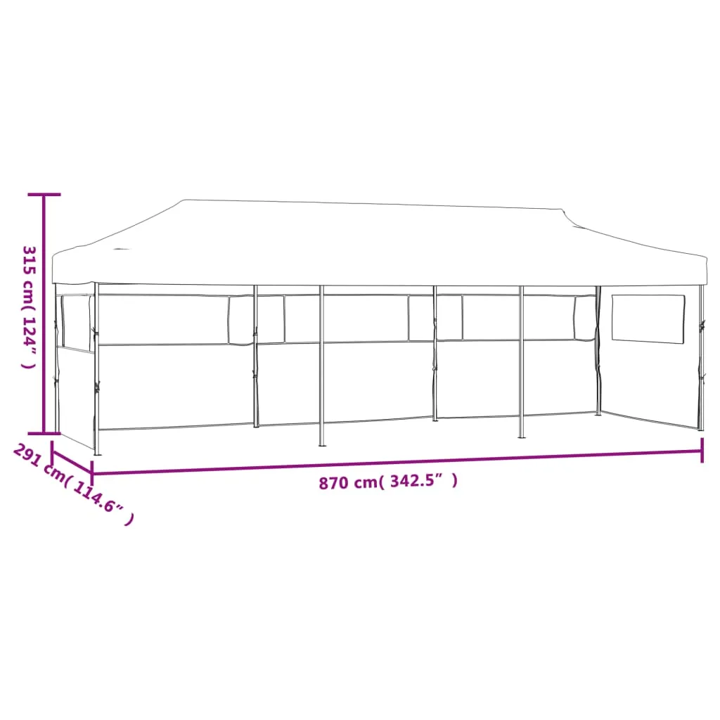 Folding Pop-up Party Tent with 5 Sidewalls 3x9 m Blue