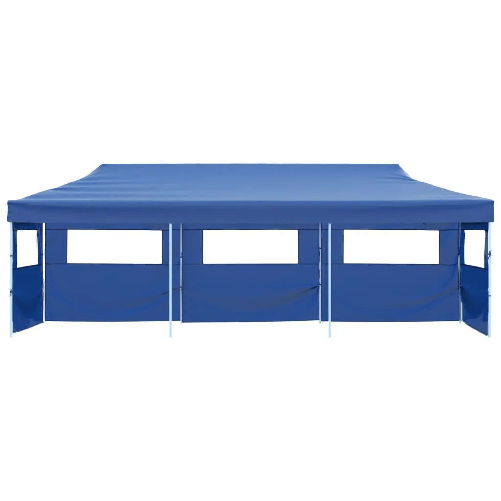 Folding Pop-up Party Tent with 5 Sidewalls 3x9 m Blue