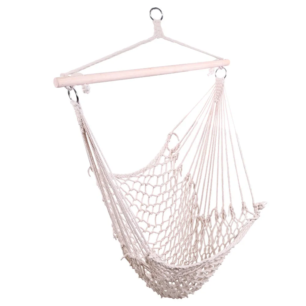 Indoor Outdoor Garden Cotton Hanging Rope Air/Sky Chair Swing Beige Hammocks