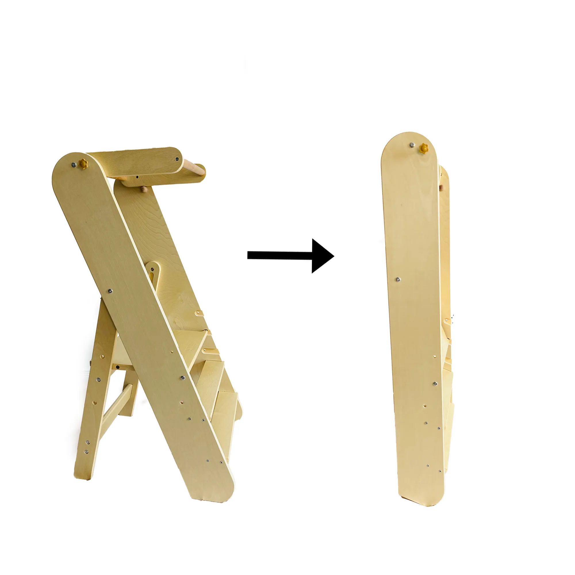 Kids & Toddler Foldable Learning Tower | Foldable Kitchen Step Stool ( Natural )