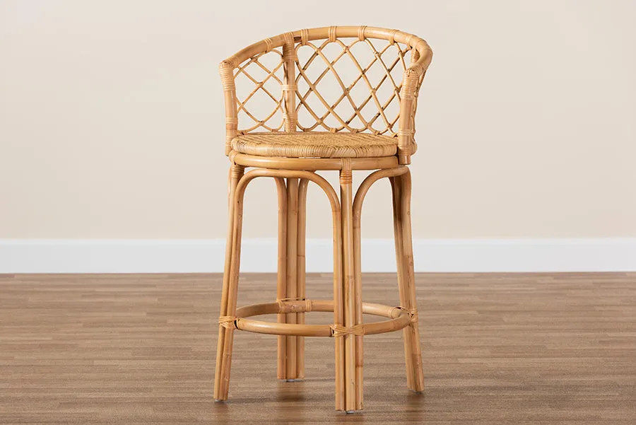 Leslie Natural Brown Rattan Counter Stool