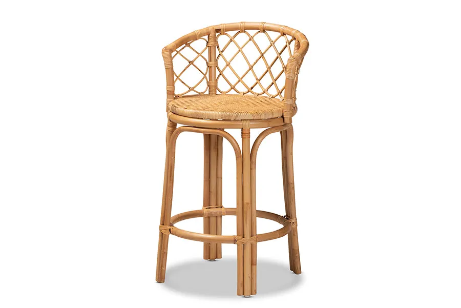 Leslie Natural Brown Rattan Counter Stool