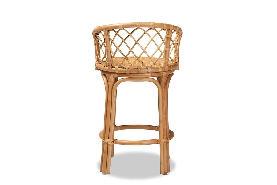 Leslie Natural Brown Rattan Counter Stool