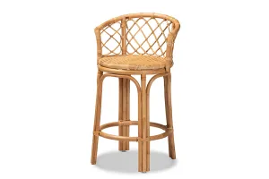 Leslie Natural Brown Rattan Counter Stool