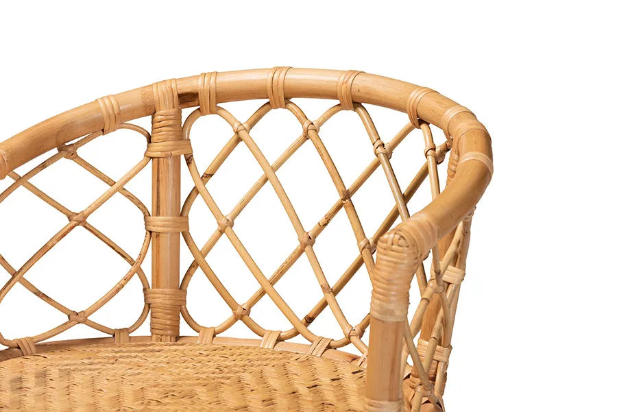 Leslie Natural Brown Rattan Counter Stool