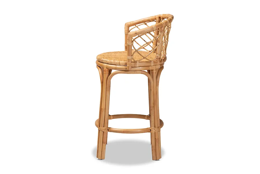 Leslie Natural Brown Rattan Counter Stool