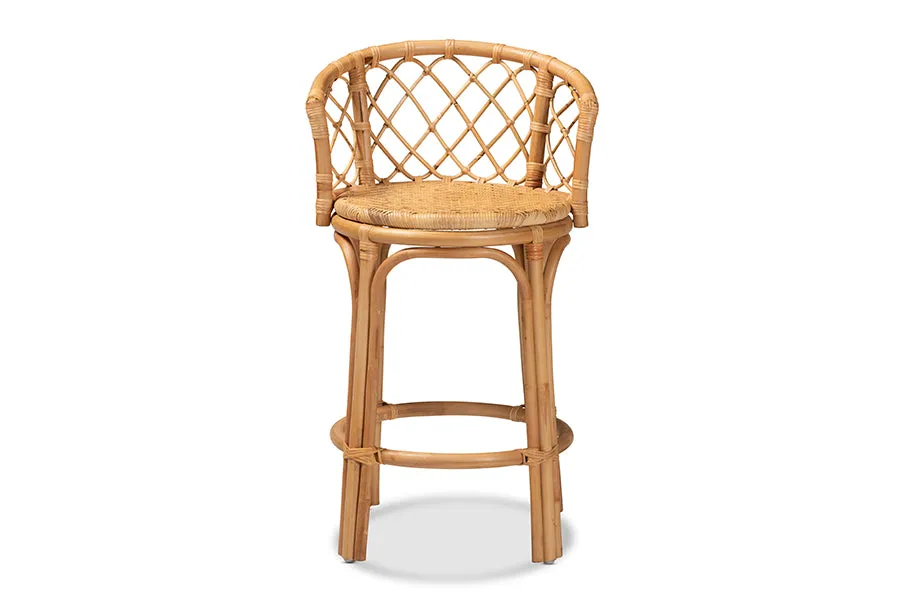 Leslie Natural Brown Rattan Counter Stool