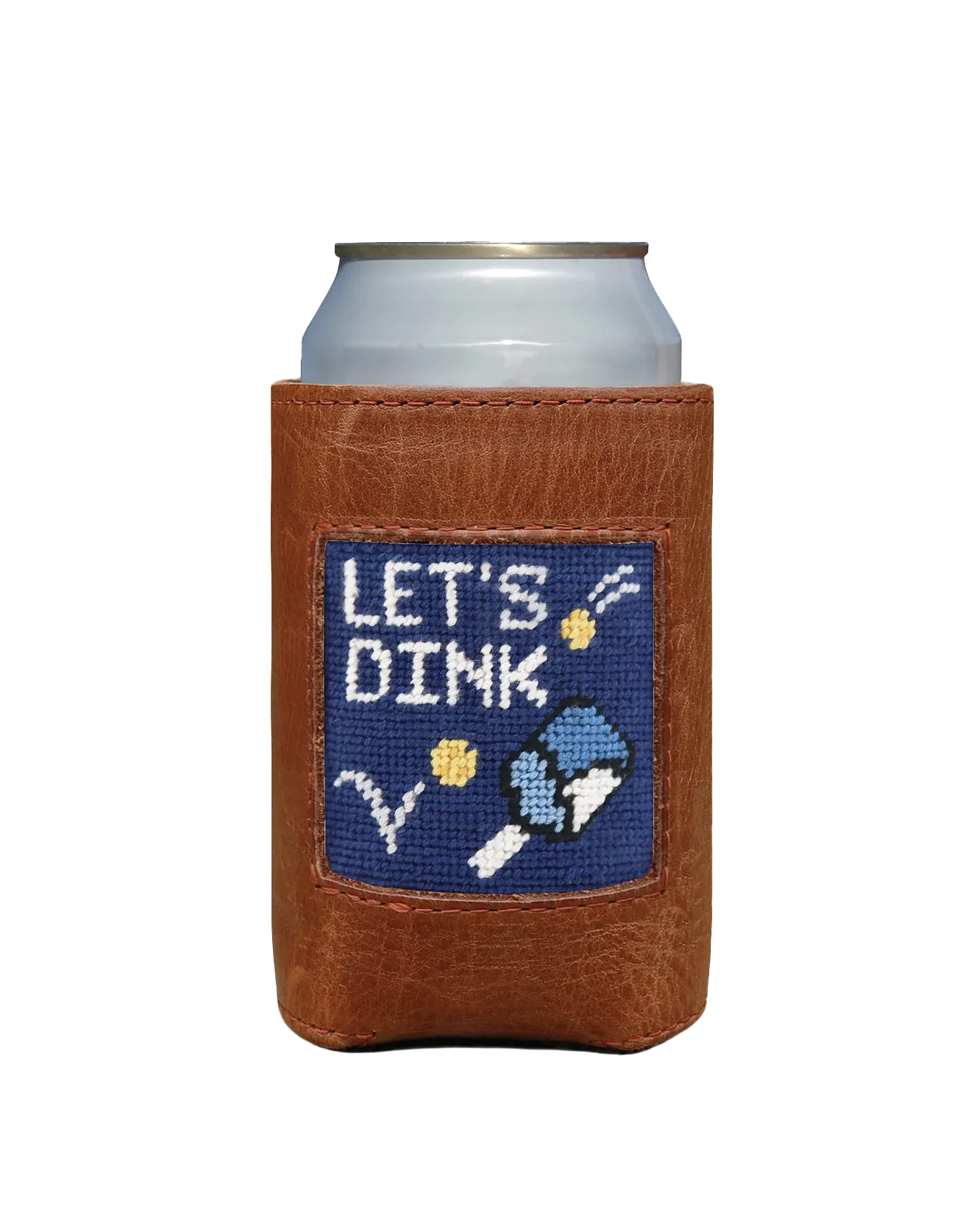 Lets Dink Leather Needlepoint Koozie