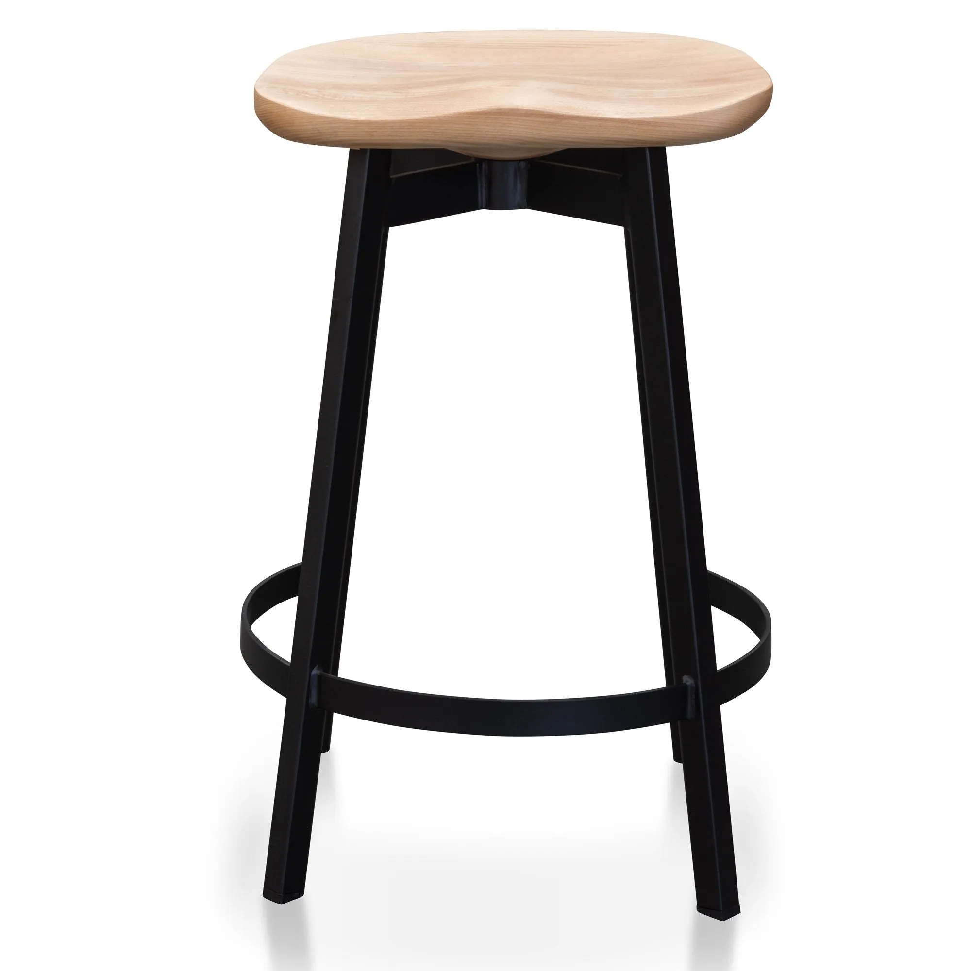 Lewis 65cm Bar Stool - Natural and Matt Black Leg