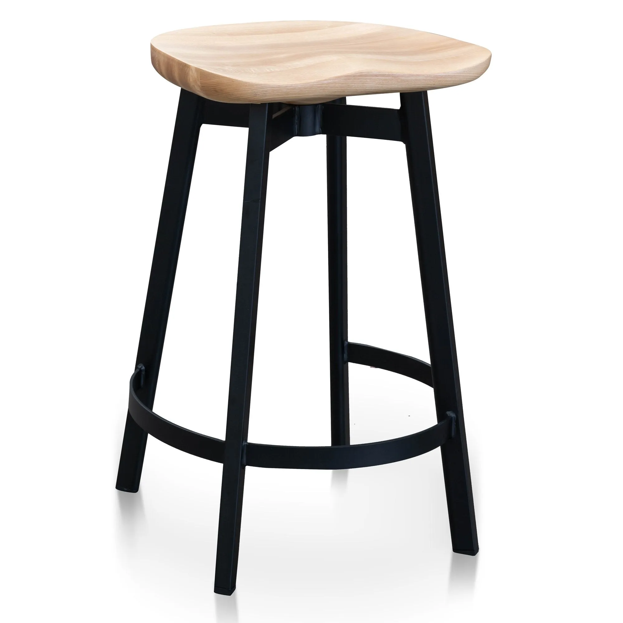 Lewis 65cm Bar Stool - Natural and Matt Black Leg