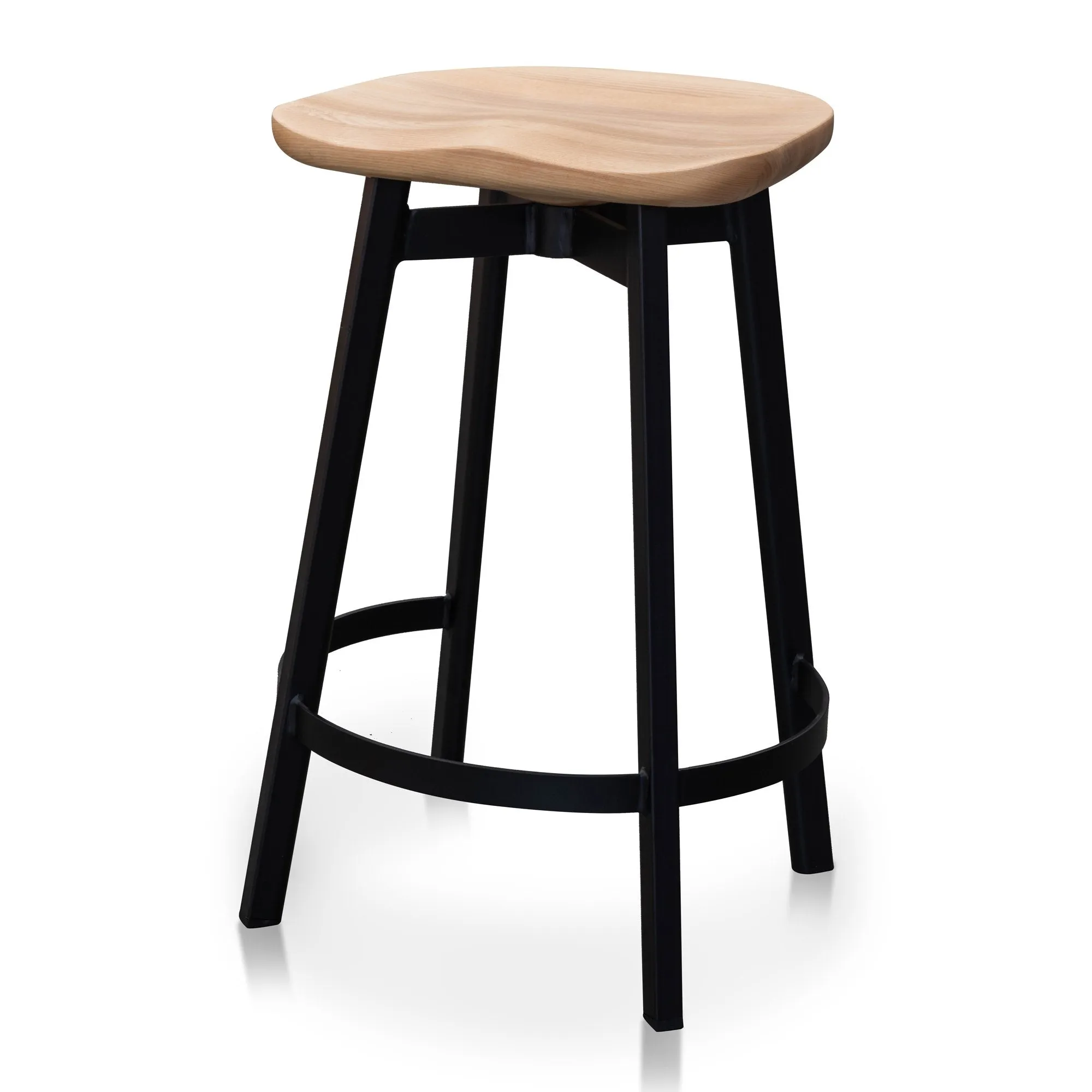 Lewis 65cm Bar Stool - Natural and Matt Black Leg