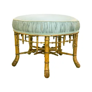 Napoleon III Gilt Wood Faux-Bamboo Circular Stool