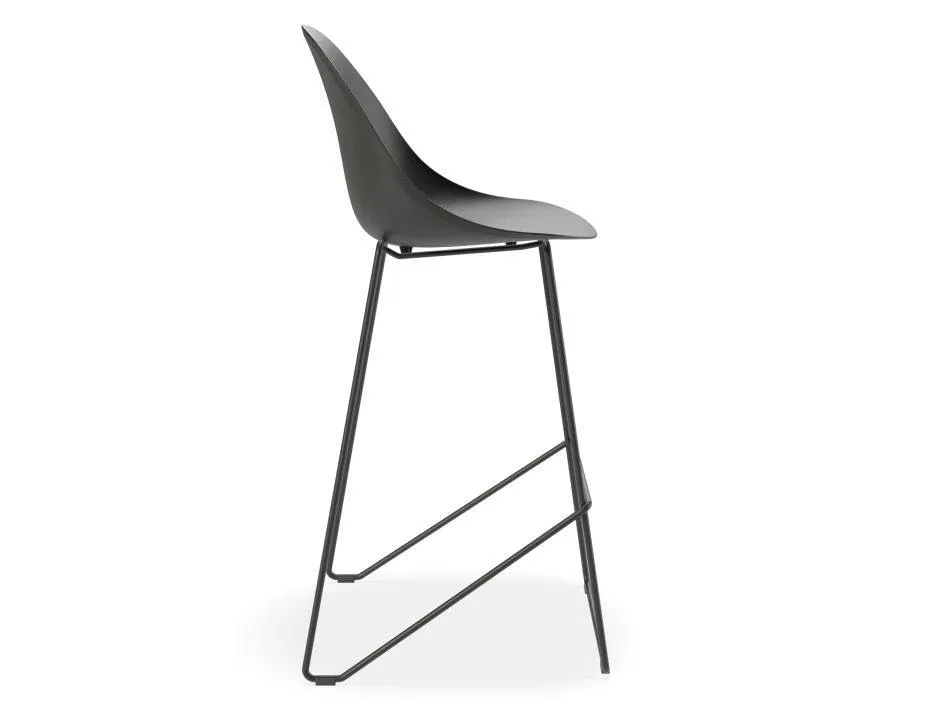 Pebble Black Stool Shell Seat - Counter Stool 65cm Seat