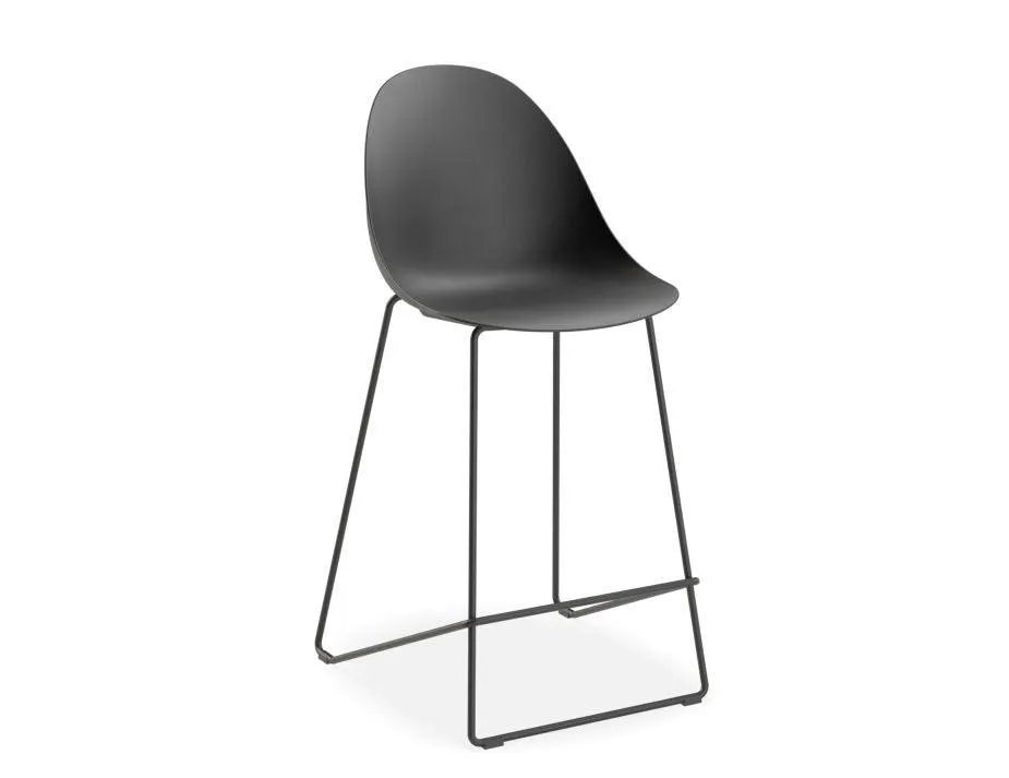 Pebble Black Stool Shell Seat - Counter Stool 65cm Seat