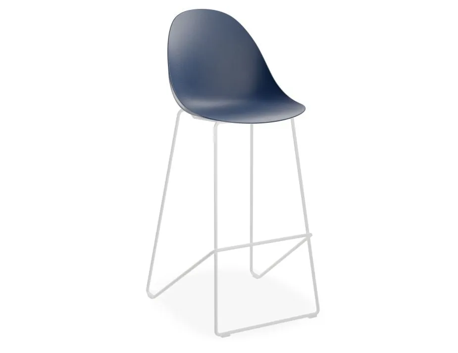 Pebble Navy Stool Shell Seat - Bar Stool 76cm Seat Height - White Frame