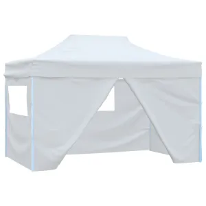 Professional Folding Party Tent with 4 Sidewalls 3x4 m Steel White