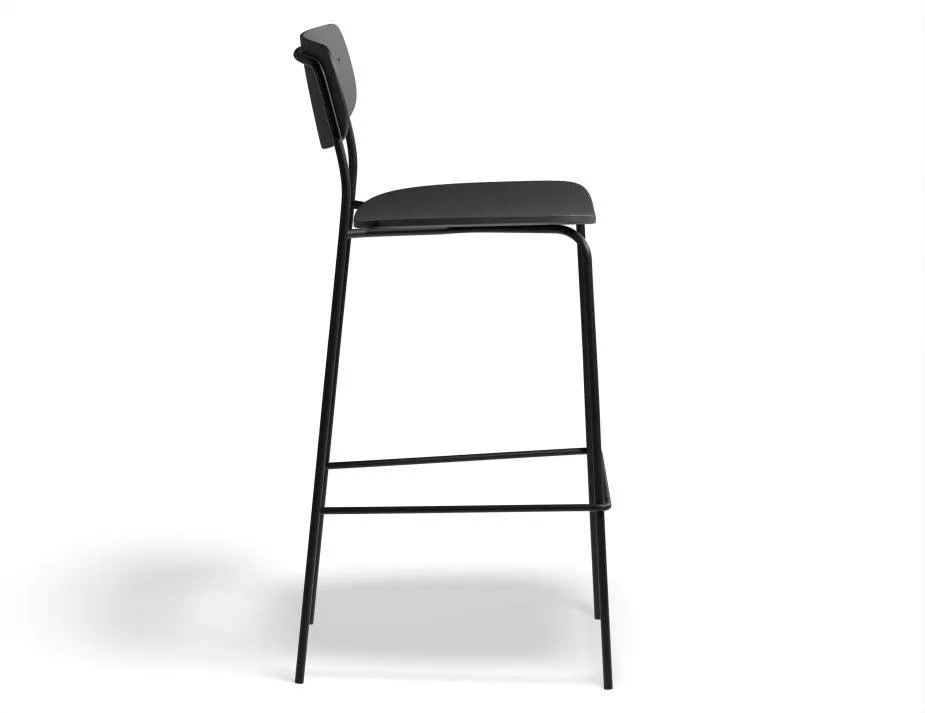 Rylie Stool - Black Stained Ash Seat and Backrest - 65cm Counter Kitchen Height