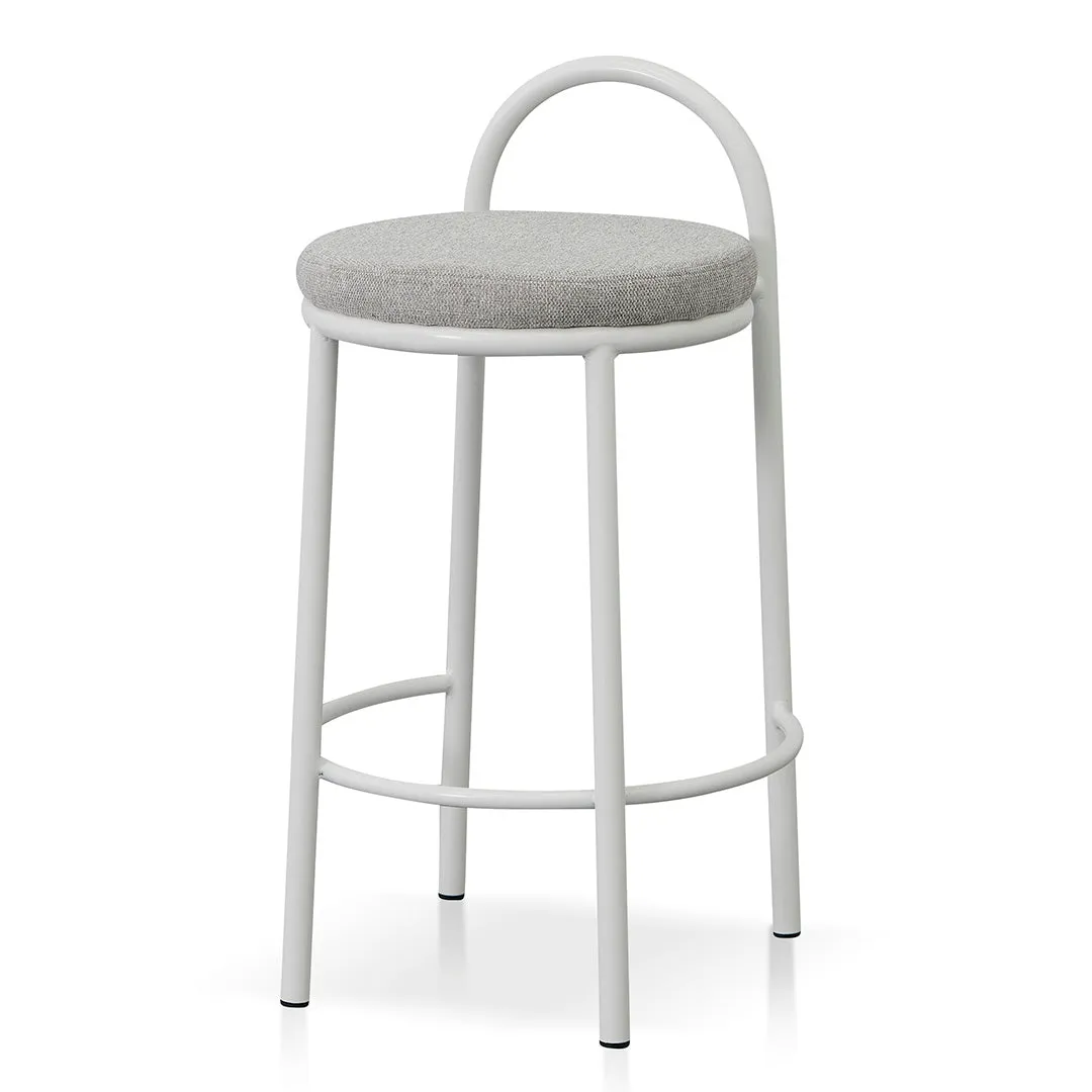 Set of 2 - Mclean 63cm White Frame Bar Stool - Coastal Light Grey