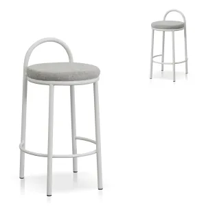 Set of 2 - Mclean 63cm White Frame Bar Stool - Coastal Light Grey