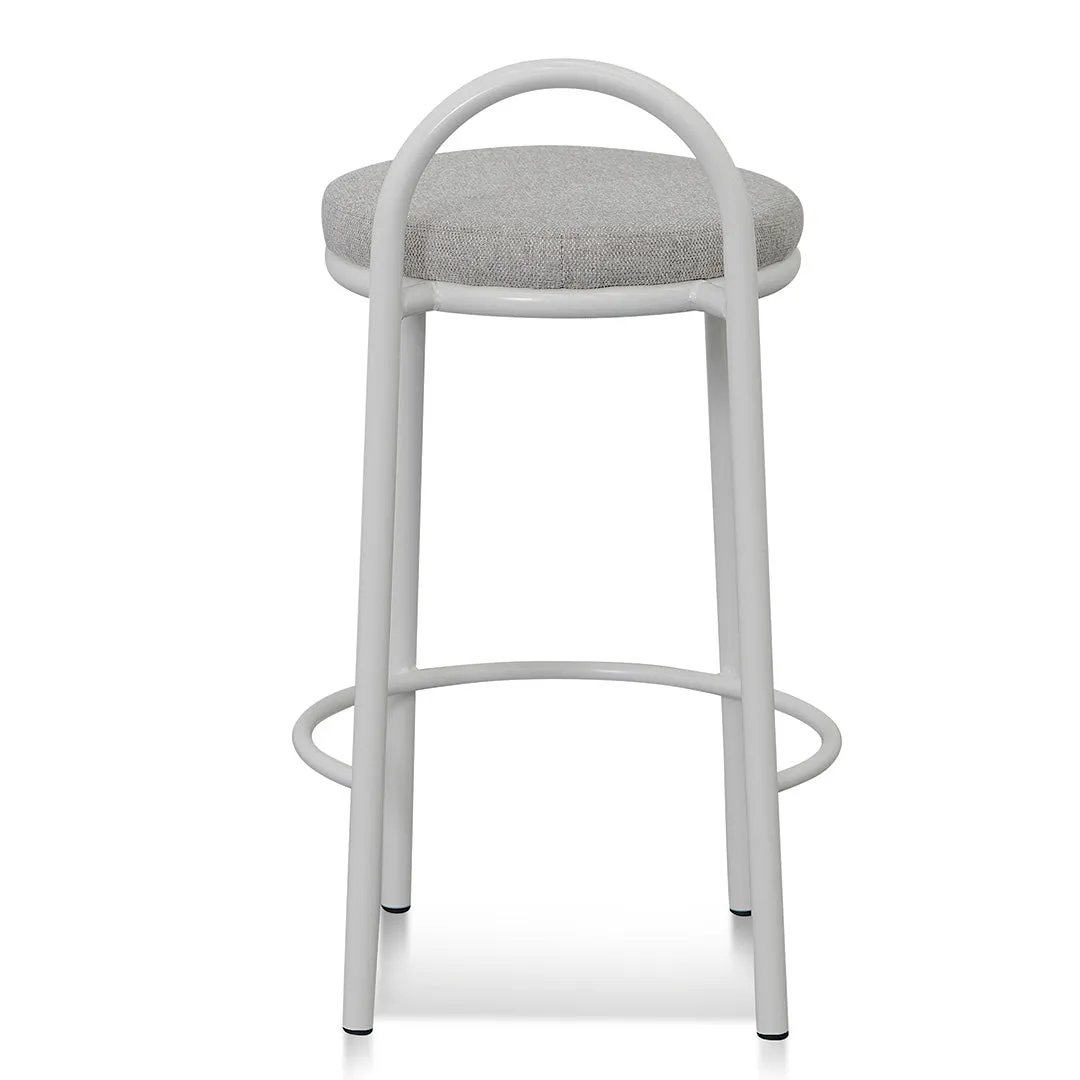 Set of 2 - Mclean 63cm White Frame Bar Stool - Coastal Light Grey