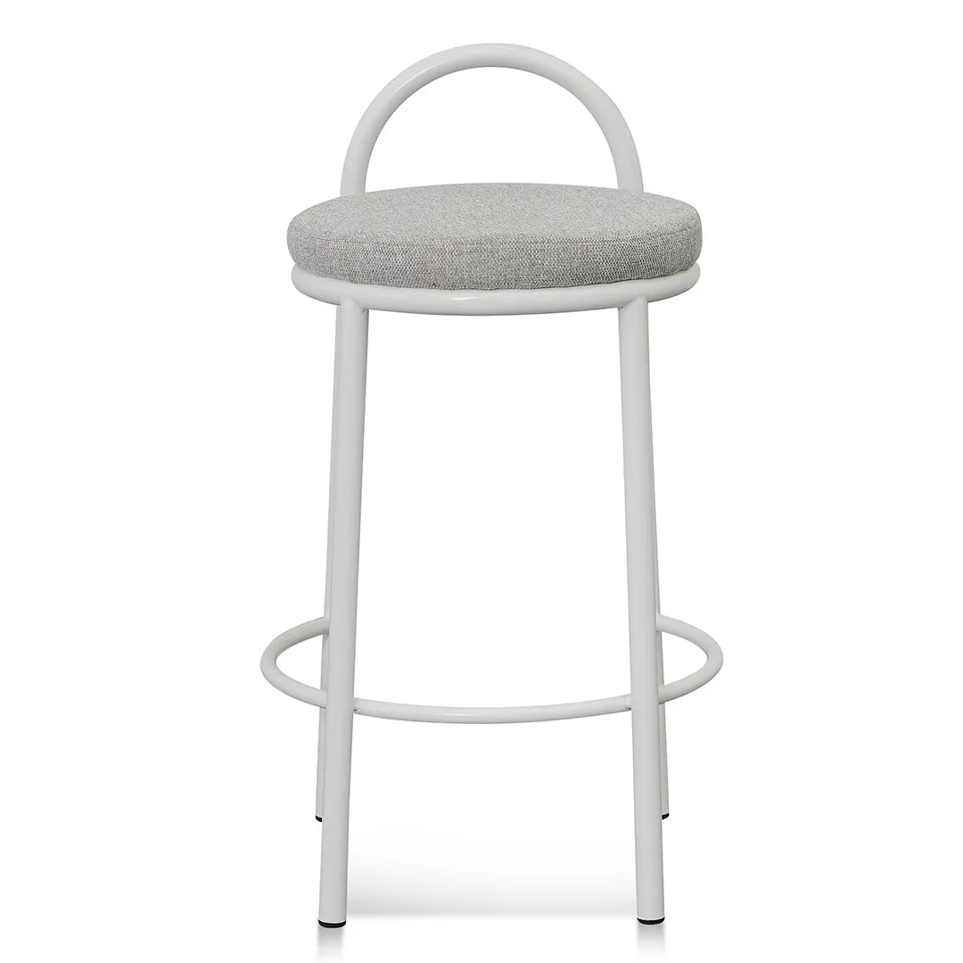 Set of 2 - Mclean 63cm White Frame Bar Stool - Coastal Light Grey