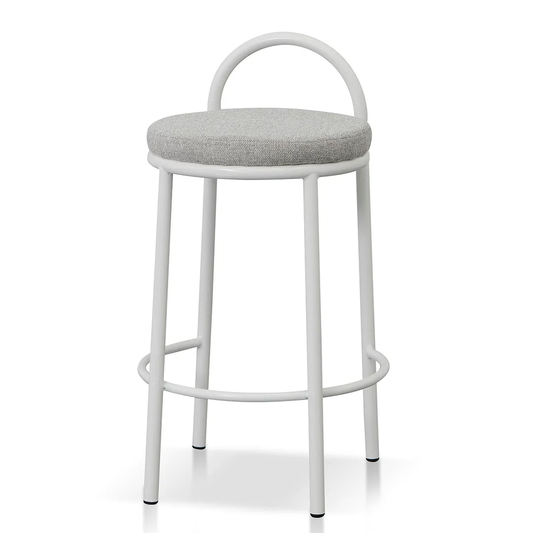 Set of 2 - Mclean 63cm White Frame Bar Stool - Coastal Light Grey