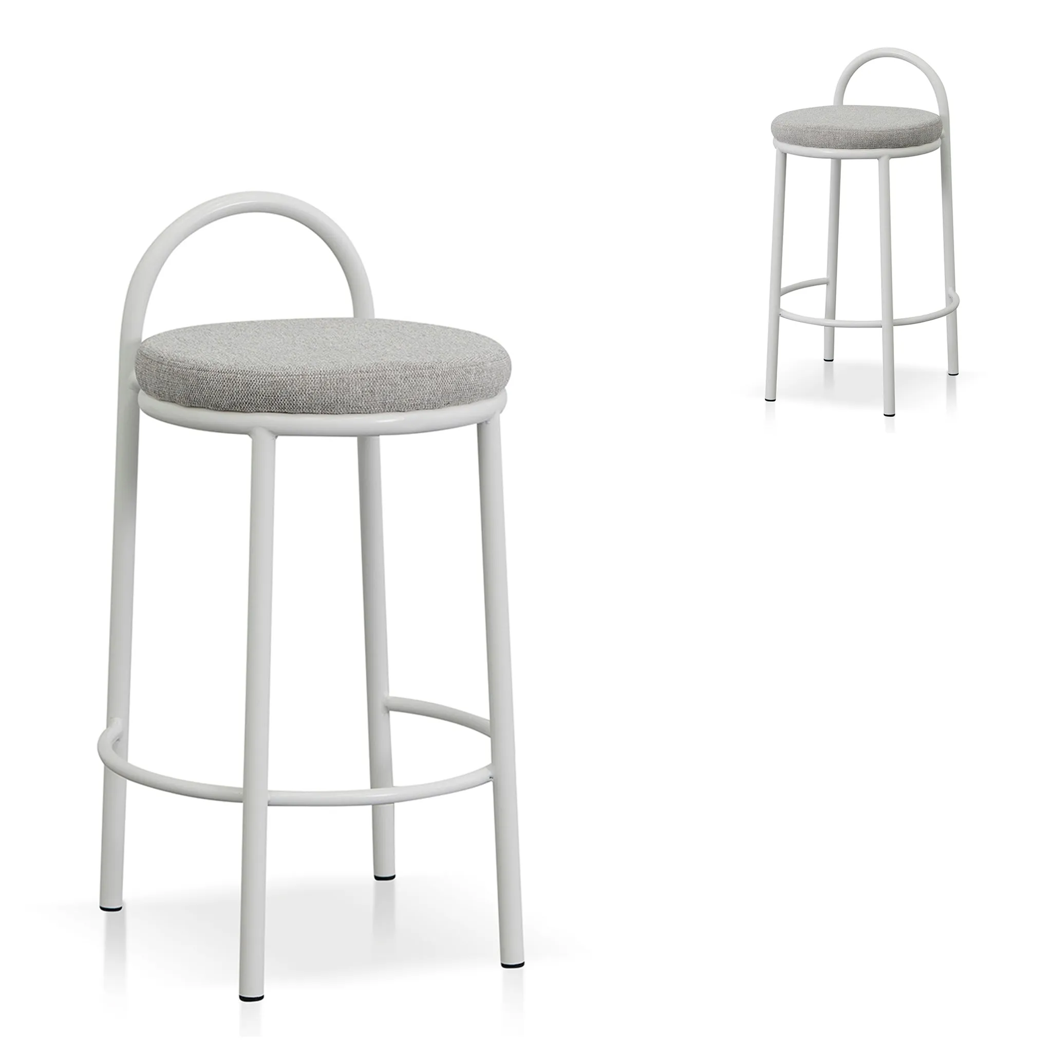 Set of 2 - Mclean 63cm White Frame Bar Stool - Coastal Light Grey