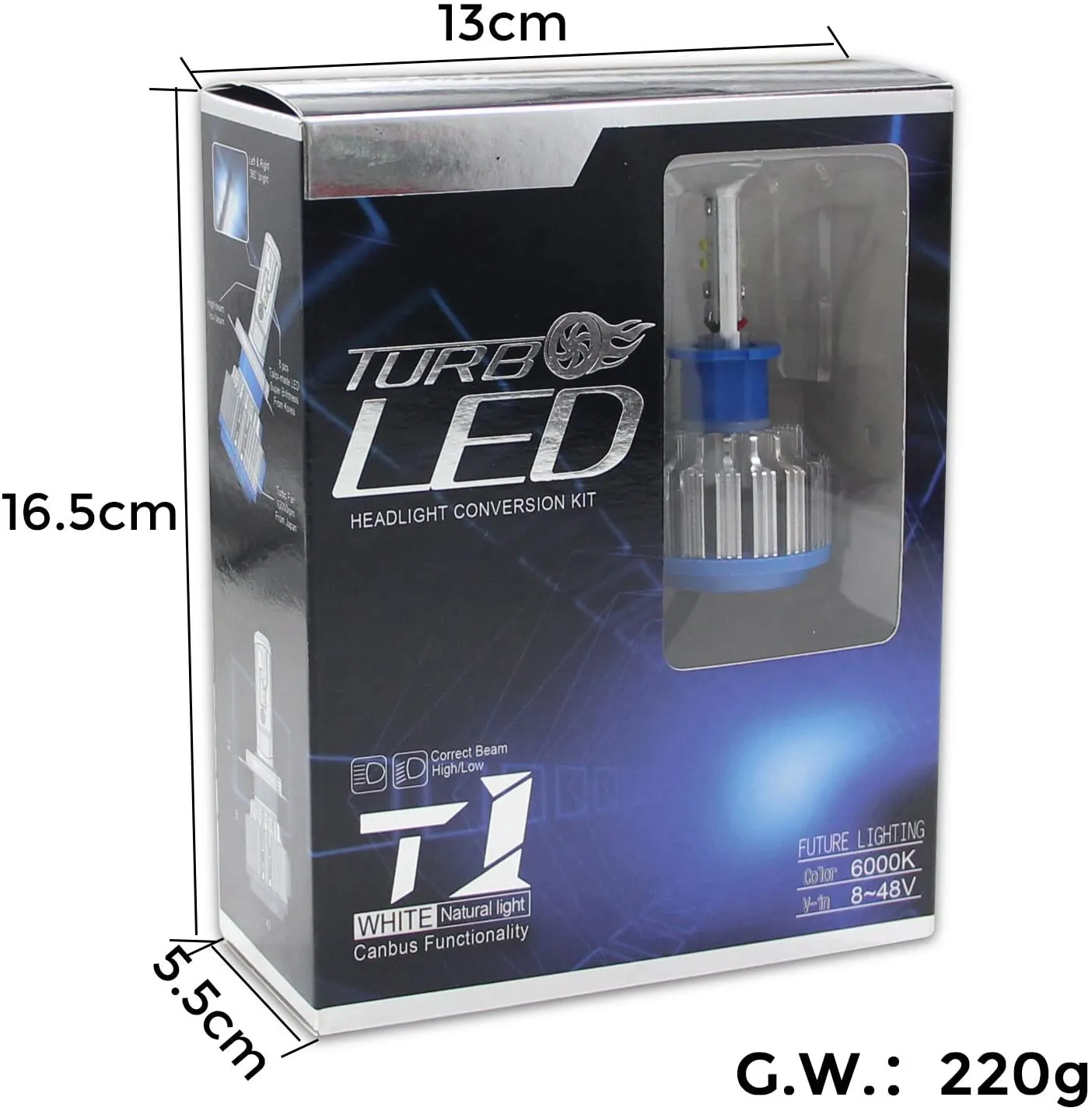 T1 H3 6000K 7200LM Headlight Bulb LED Cool White