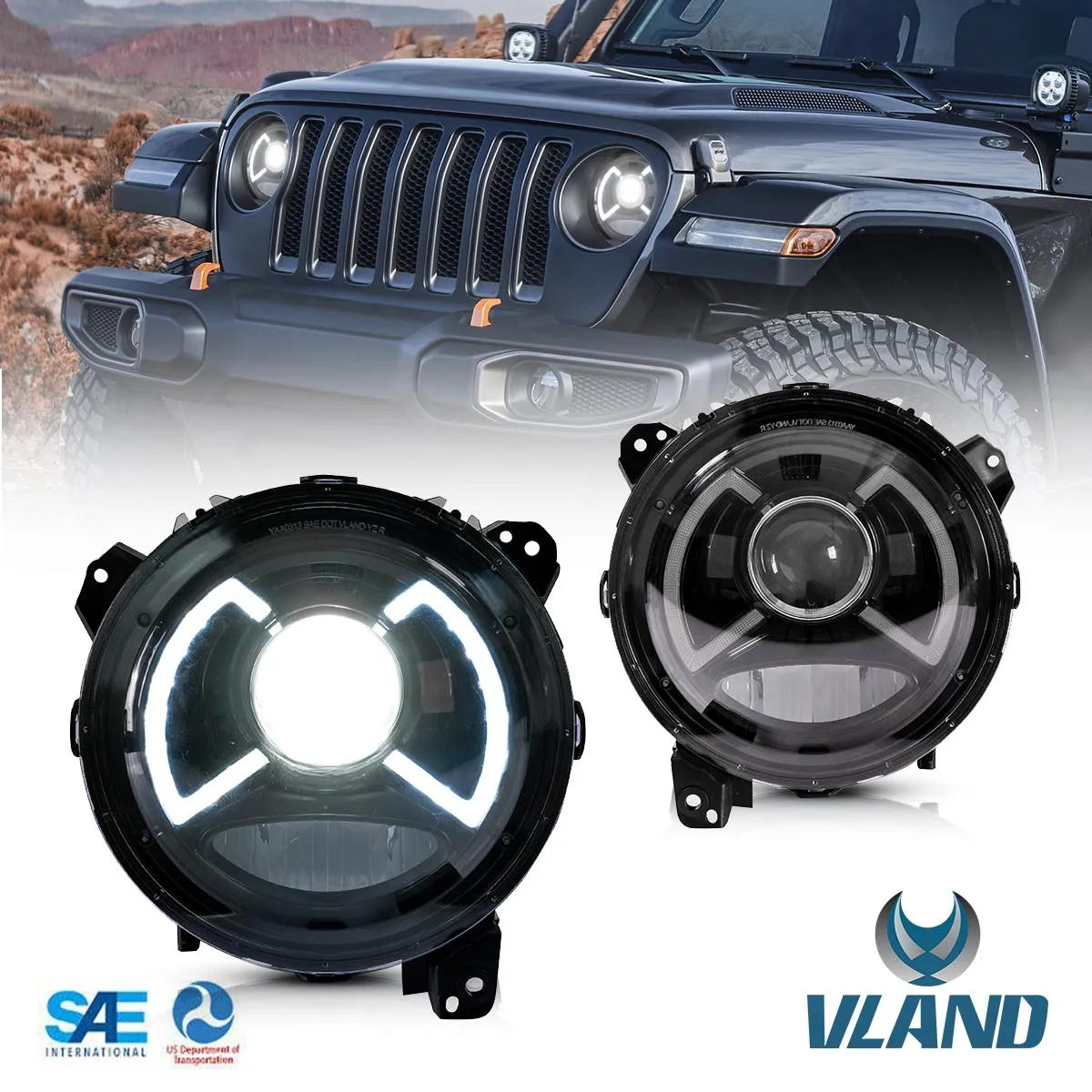 VLAND LED Headlights For Jeep Wrangler JL & Gladiator 2018-2023 [DOT. SAE.]