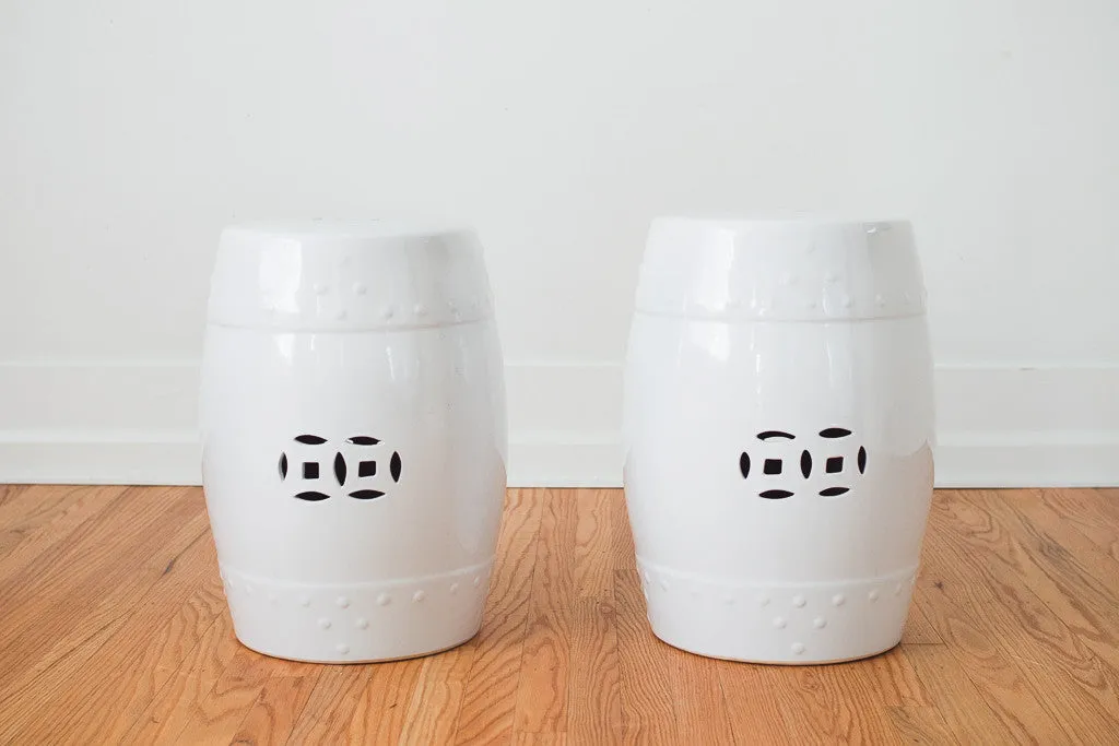 White Garden Stools