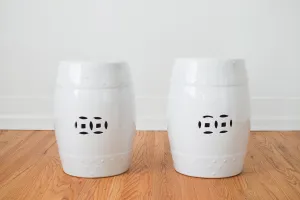 White Garden Stools